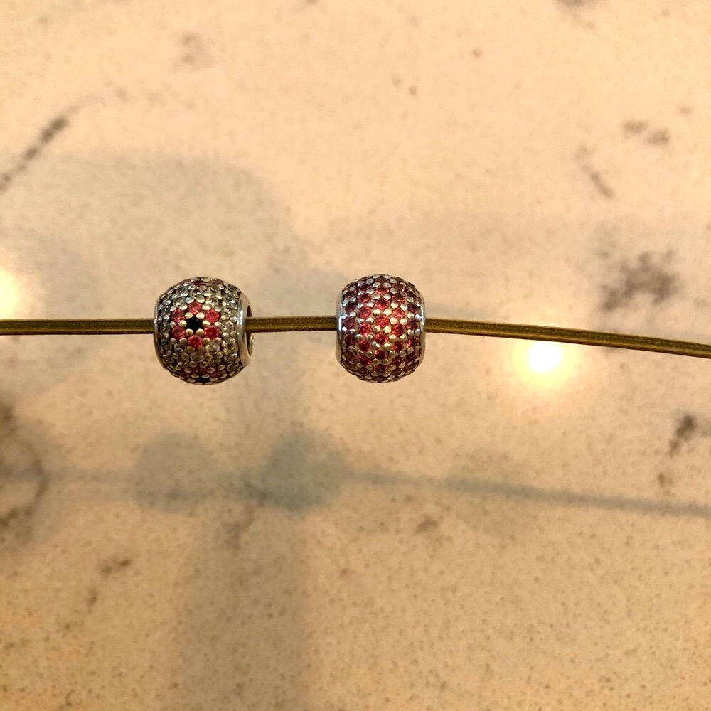 set of 2 Pandora pave crystal charms.